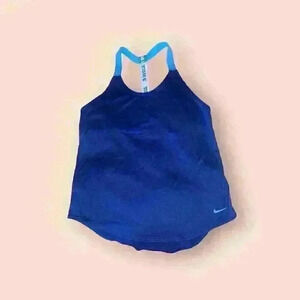 Nike Women's Dri-FIT Racerback Tank Top Blue M Athletic Running Training Fitness